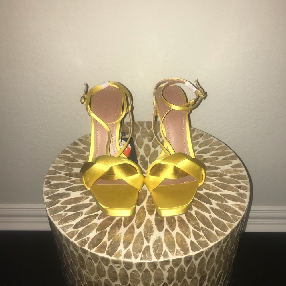 Zara yellow satin heels